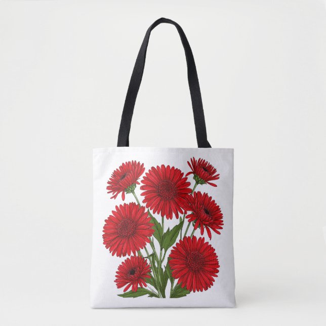 Red Gerbera Daisy Bouquet Tygkasse (Framsida)