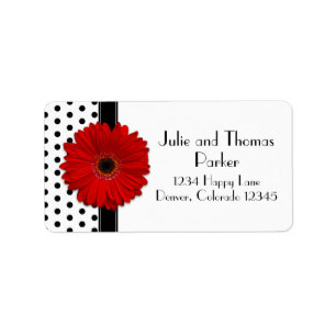 Red Gerbera Daisy Bröllop Adressetiketter