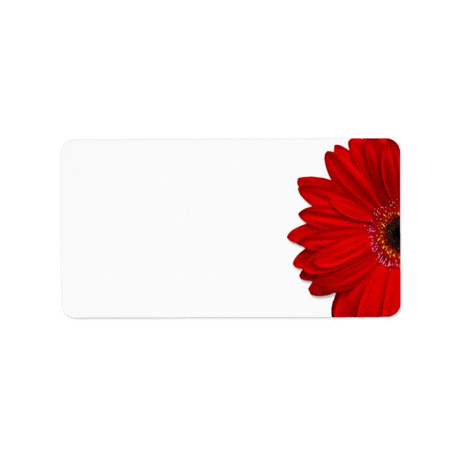 Red Gerbera Daisy Bröllop Blank Address Label Adressetikett (Framsidan)