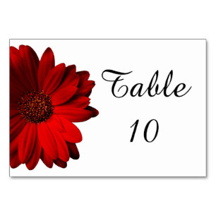 Red Gerbera Daisy Bröllop Bord Card Bordsnummer