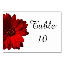 Red Gerbera Daisy Bröllop Bord Card
