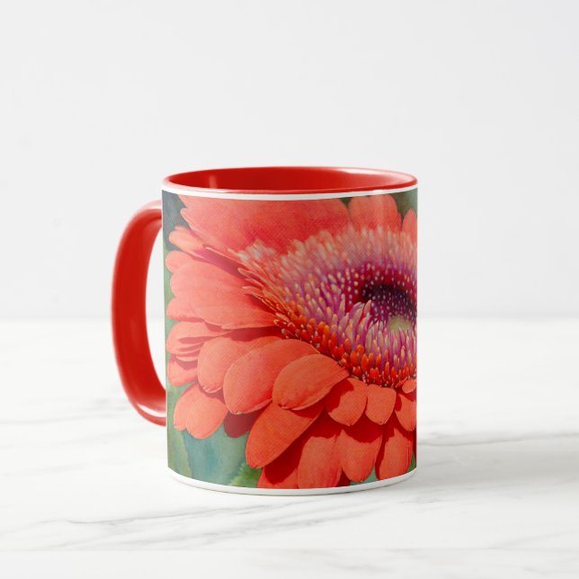 Red Gerbera Daisy Flower Art Mugg Kopp (Framsida vänster)