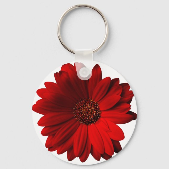Red Gerbera Daisy Nyckelring (Framsida)