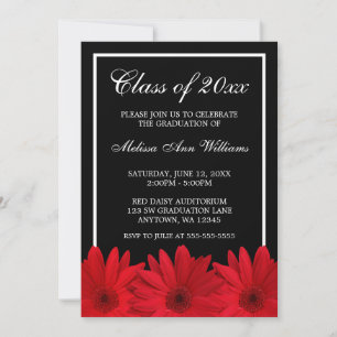 Red Gerbera Daisy Studenten Announcement Inbjudningar
