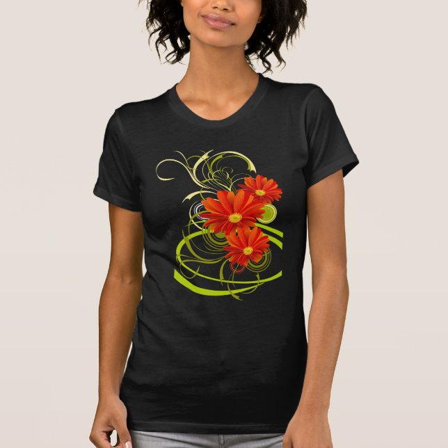 Red Gerbera Daisy T Shirt (Framsida)