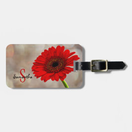 Red Gerbera Luggage tag Bagagebricka