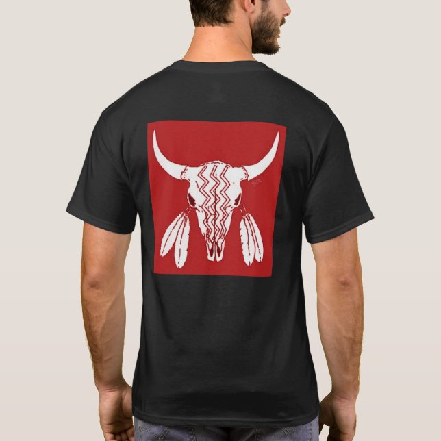 Red Ghost Dance Buffalo black t-shirt back (Baksida)