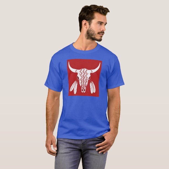 Red Ghost Dance Buffalo blue t-shirt (Hel framsida)