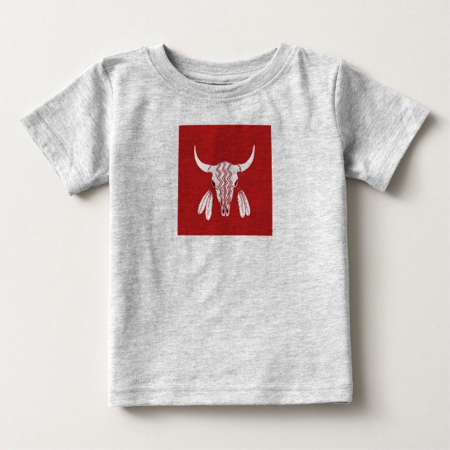 Red Ghost Dance Buffalo grått baby T-shirt (Framsida)
