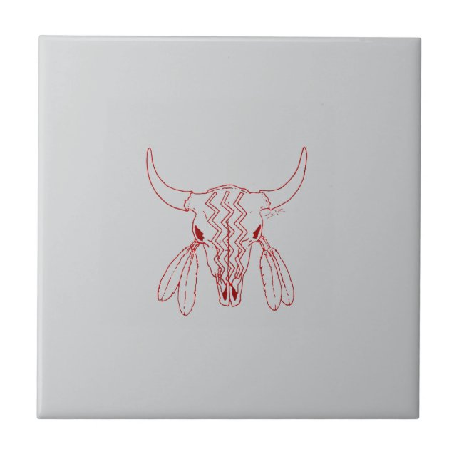 Red Ghost Dance Buffalo gray small tile Kakelplatta (Framsidan)