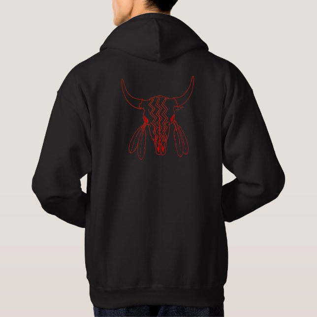 Red Ghost Dance Buffalo line black hoodie back (Baksida)