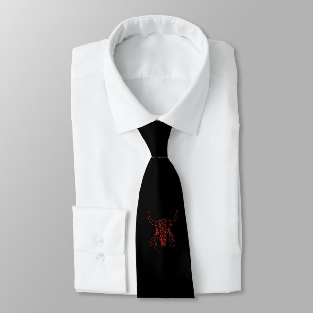 Red Ghost Dance Buffalo line black red necktie Slips (Bunden)
