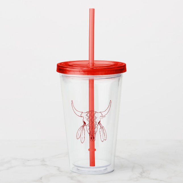Red Ghost Dance Buffalo line red acrylic tumbler Take Away Mugg (Framsida)
