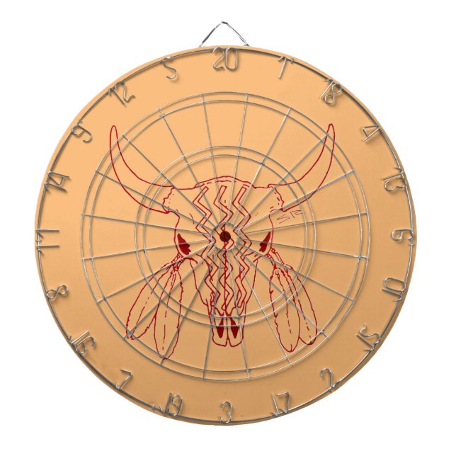 Red Ghost Dance Buffalo line tan dartboard Darttavla (Framsidan)