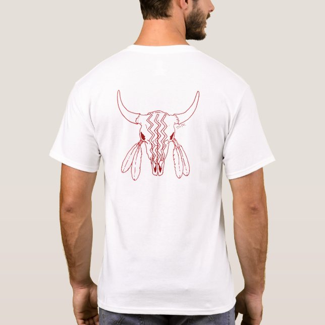 Red Ghost Dance Buffalo linje vit t-shirt back (Baksida)