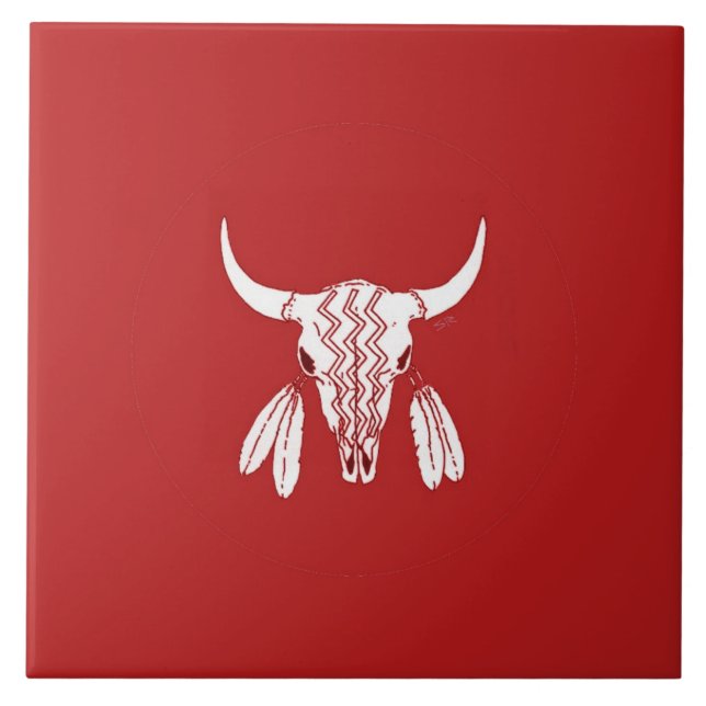 Red Ghost Dance Buffalo stor panel Kakelplatta (Framsidan)