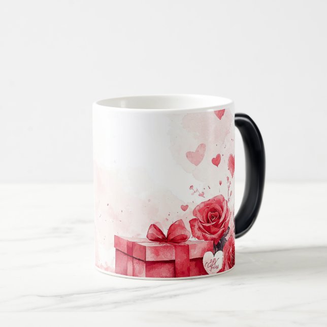 Red Gift and Roses Valentines Magisk Mugg (Framsida höger)