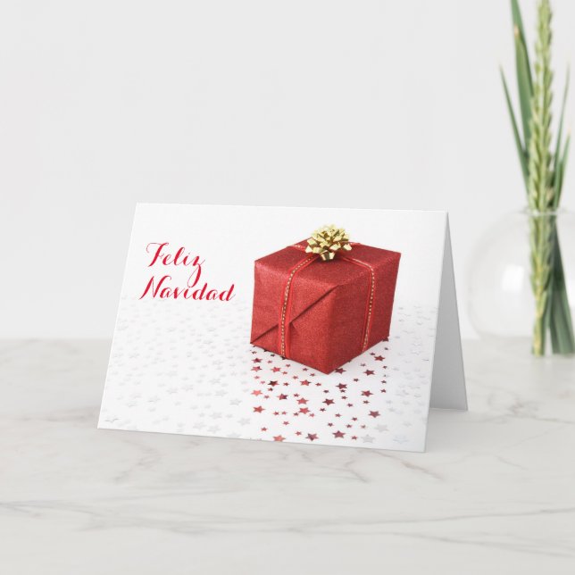 Red Gift Anpassningsbar 2017 Feliz Navidad Hälsnin Helgkort (Framsida)