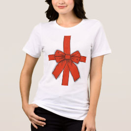 Red Gift Bow för Helgdagarna på T Shirt