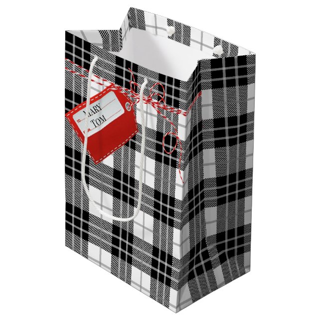 Red Gift Märkre på Tartan Play Medium Gift Bag (Framsidan Vinklad)