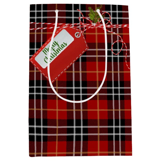 Red Gift Märkre på Tartan Play Medium Gift Bag (Framsidan)
