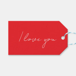 Red gift Tags with "I love you" Presentetikett