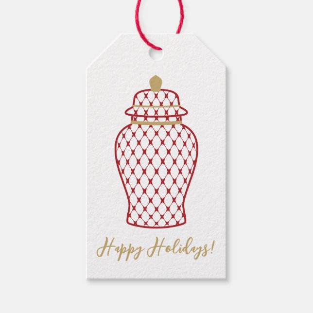 Red Ginger Burk, Chinoiserie Helgdag Presentetikett (Framsidan)