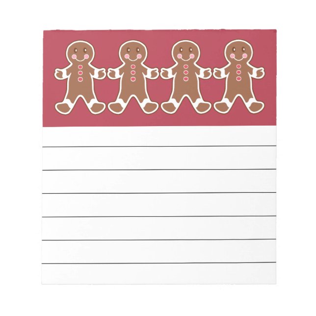Red Gingerbread Boys Notepad Anteckningsblock (Framsida)