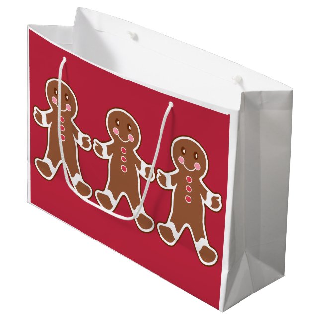 Red Gingerbröd Boys jul Gift Bag (Framsidan Vinklad)