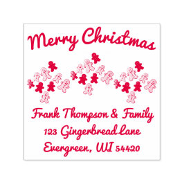 Red Gingerbröd God jul Adress Självfärgande Stämpel