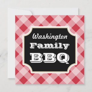 Red Gingham Anpassningsbar Summer Family BBQ-inbju Inbjudningar