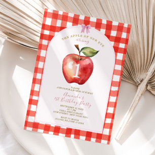 Red Gingham Apple från vår babydusch i öga Inbjudningar