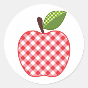 Red Gingham Apple Runt Klistermärke