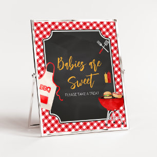 Red Gingham BBQ Baby Shower Spädbarn är Sweet Poster