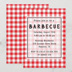 Red Gingham BBQ Party Inbjudningar
