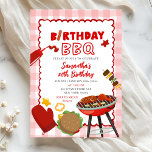 Red Gingham Birthday BBQ invitation Inbjudningar<br><div class="desc">Red Gingham Birthday BBQ invitation,  Summer Outdoor Grill Birthday Invite,  Editable Barbecue Grill Birthday Invite</div>