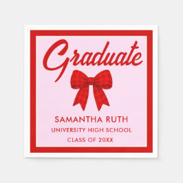 Red Gingham Bow Graduation Party Pappersservett