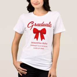 Red Gingham Bow Graduation T Shirt