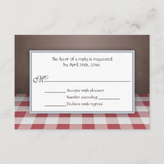 Red Gingham Brown OSA Reply Cards Kort