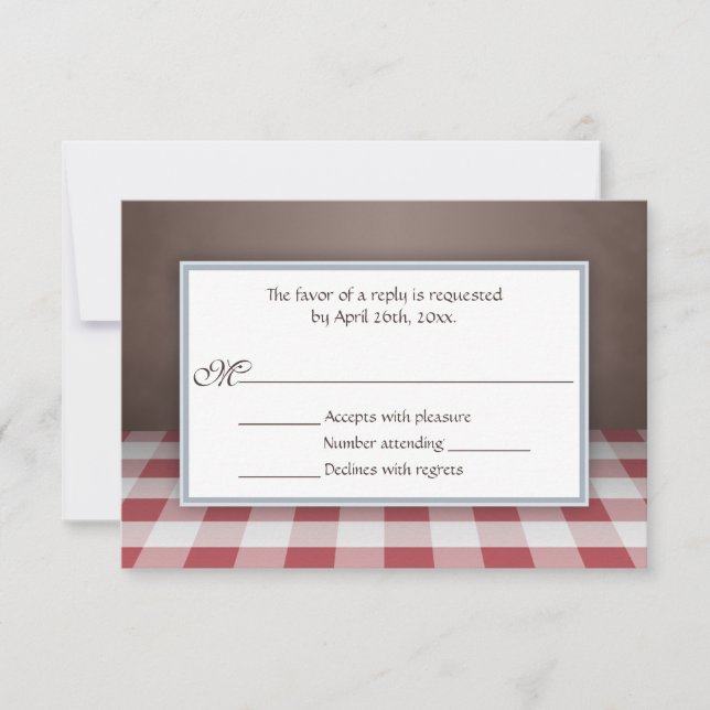 Red Gingham Brown OSA Reply Cards Kort (Framsida)
