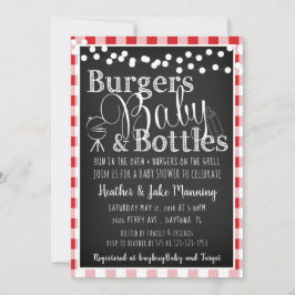 Red Gingham Burgers Flaskor Baby Shower-inbjudan Inbjudningar