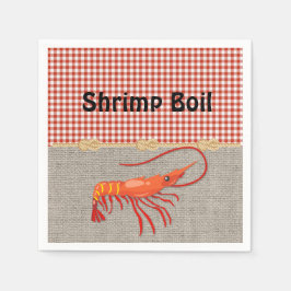 Red Gingham Burlap Rope Shrimp Boil Pappersservett