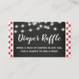 Red Gingham Chalkboard Baby Shower Raffle Tilläggskort