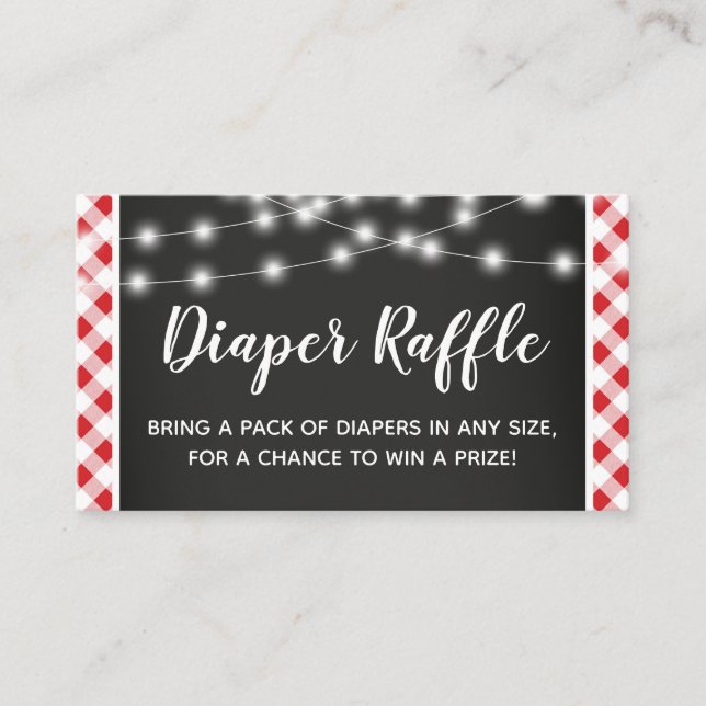 Red Gingham Chalkboard Baby Shower Raffle Tilläggskort (Framsida)