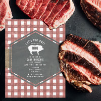 Red Gingham Chalkboard Gris Burlap Birthday Bbq