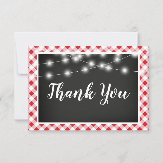 Red Gingham Chalkboard Ljus Shower Tack (Framsida)