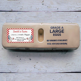 Red Gingham Check Farm Fresh Eggs Chickens Label Fraktsedel