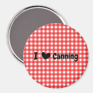 Red Gingham Check I Heart Canning Kitchen Magnet