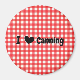 Red Gingham Check I Heart Canning Kitchen Magnet