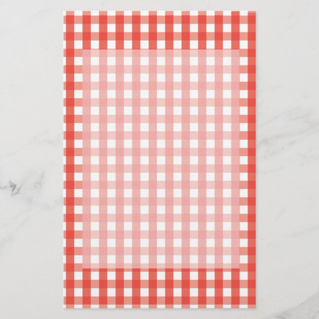 Red Gingham Check Mönster Brevpapper (Framsida)